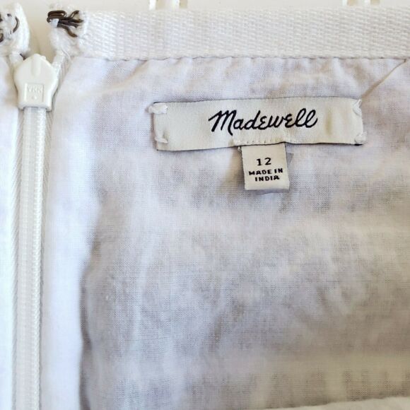MADEWELL jacquard textured mini pencil skirt in Aztec eyelet white Size 12 NEW - Picture 3 of 5
